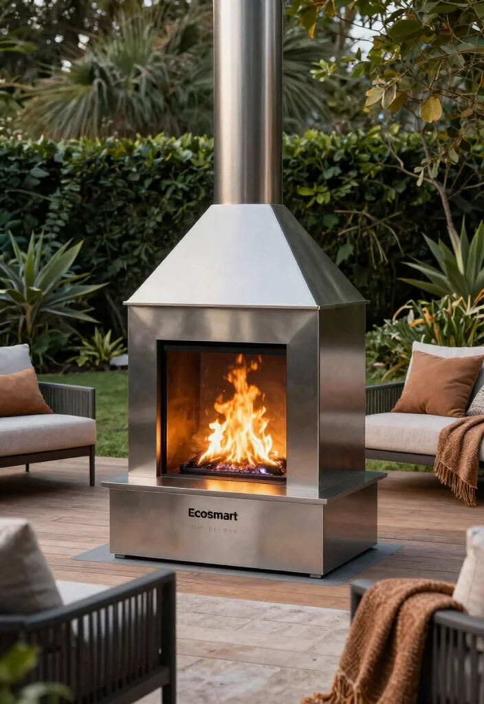 10 Best Outdoor Fireplace Models for Your Backyard 1. EcoSmart Fire Island 0
