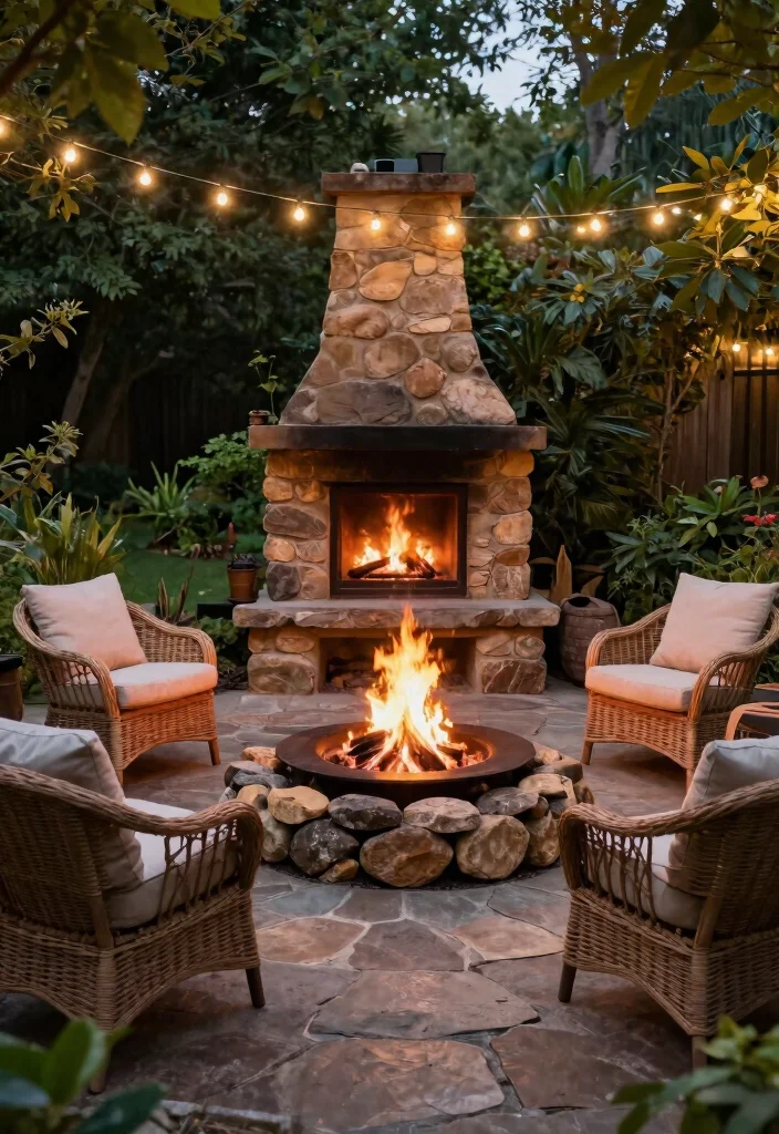 10 Best Outdoor Fireplace Surround Ideas for Cozy Patios 4 10 Best Outdoor Fireplace Surround Ideas for Cozy Patios 4. Rustic Stone and Fire Pit Combo 0