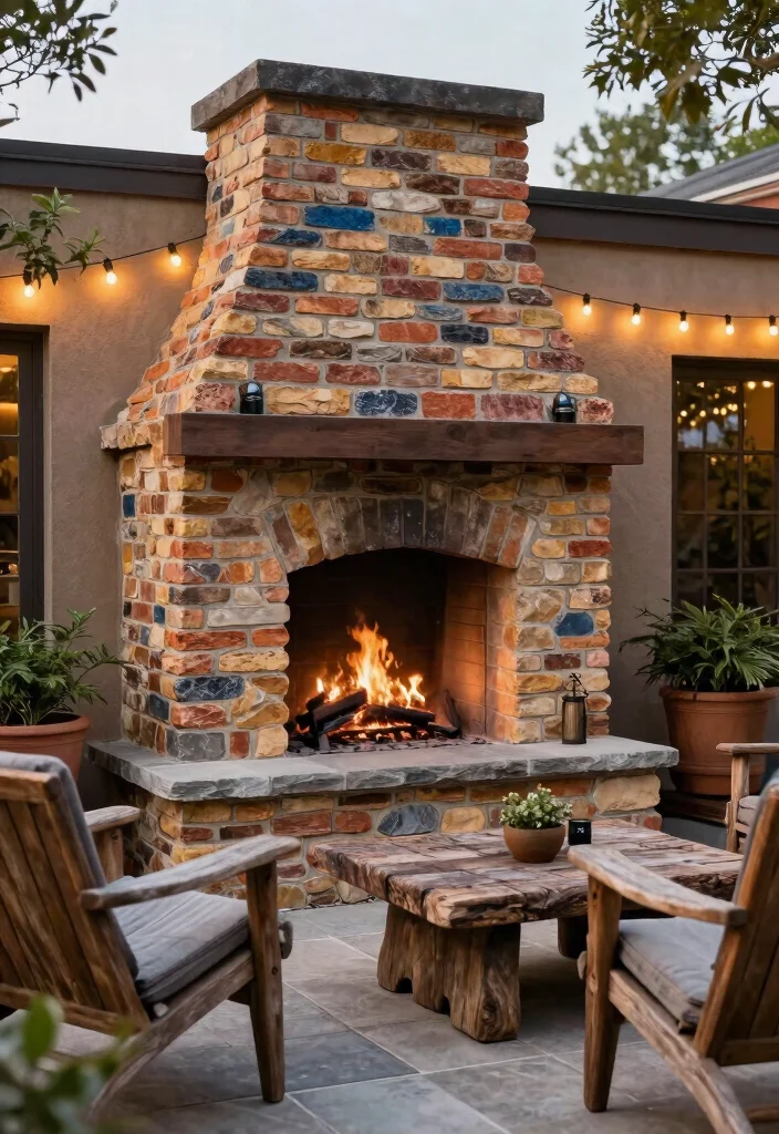 10 Best Outdoor Fireplace Surround Ideas for Cozy Patios 7 10 Best Outdoor Fireplace Surround Ideas for Cozy Patios 7. Earthy Brick and Stone Fusion 0