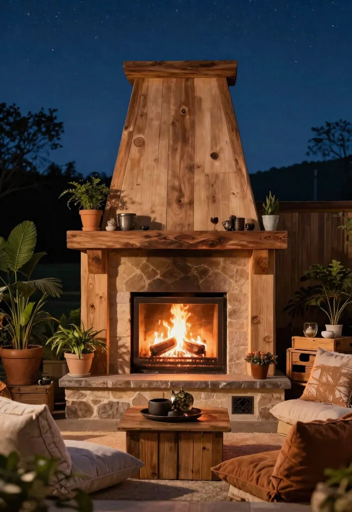 10 Best Outdoor Fireplace Surround Ideas for Cozy Patios 8 10 Best Outdoor Fireplace Surround Ideas for Cozy Patios 8. Natural Wood Surround 0