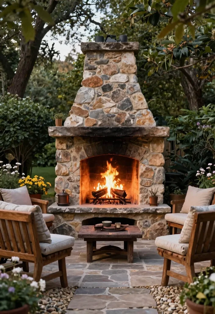 10 Best Outdoor Gas Fireplace Ideas for Easy Warmth 2 10 Best Outdoor Gas Fireplace Ideas for Easy Warmth 2. Rustic Stone Fireplace 0