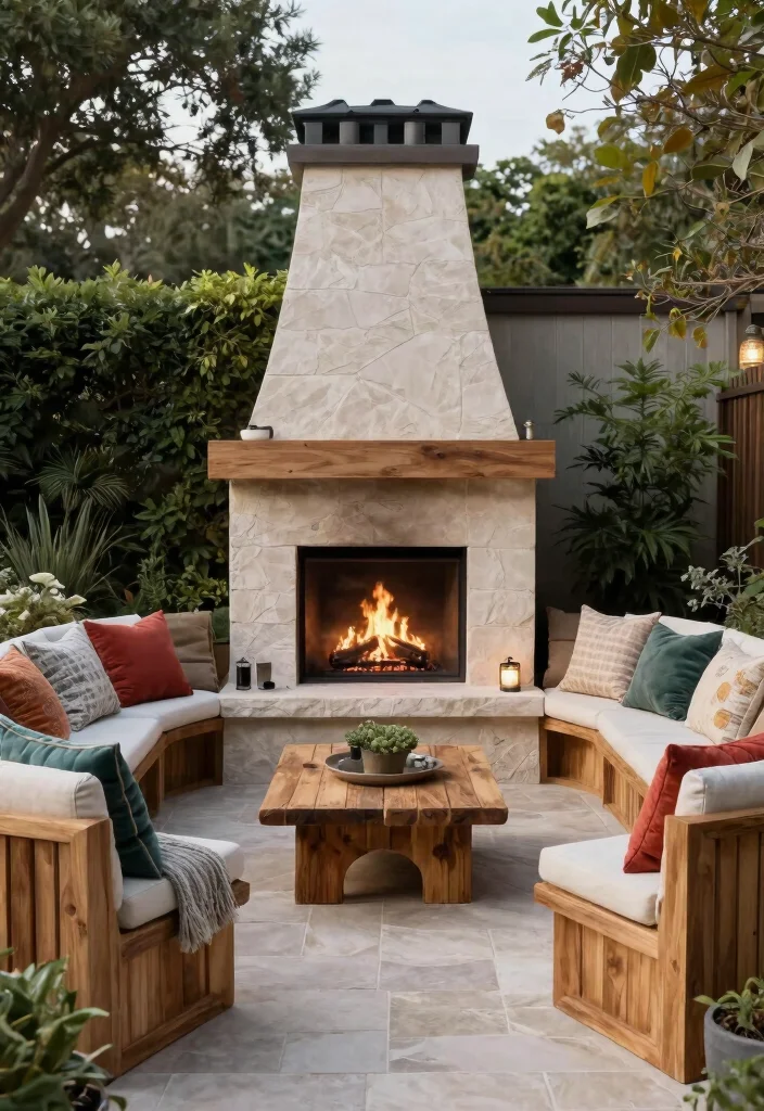 10 Best Outdoor Gas Fireplace Ideas for Easy Warmth 9 10 Best Outdoor Gas Fireplace Ideas for Easy Warmth 9. Integrated Seating with Gas Fireplaces 0