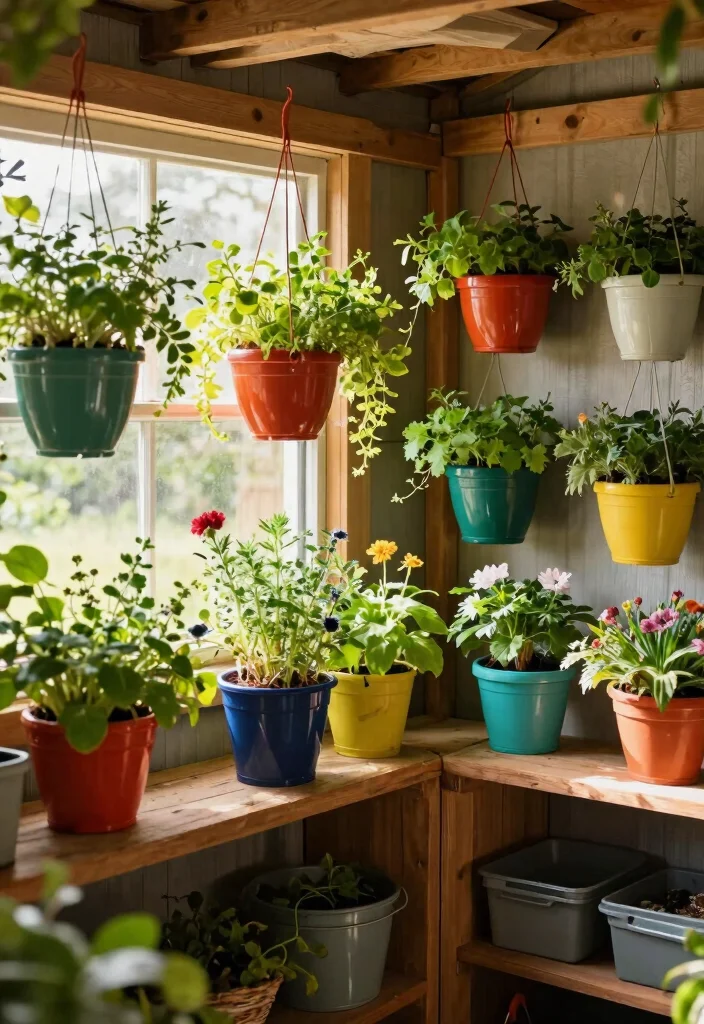 10 Best Tuff Shed Storage Ideas and Custom Upgrades for Small Space Gardening 4. Hanging Garden Planters 0