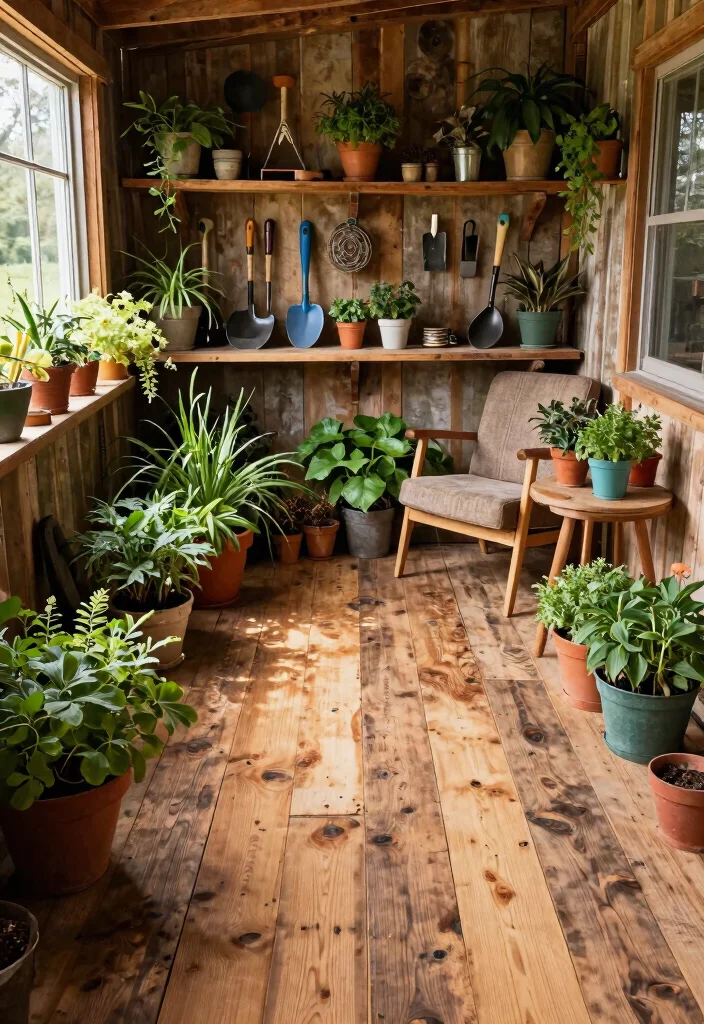 10 Durable Storage Shed Floor Ideas That Last 1. Reclaimed Wood Flooring 0