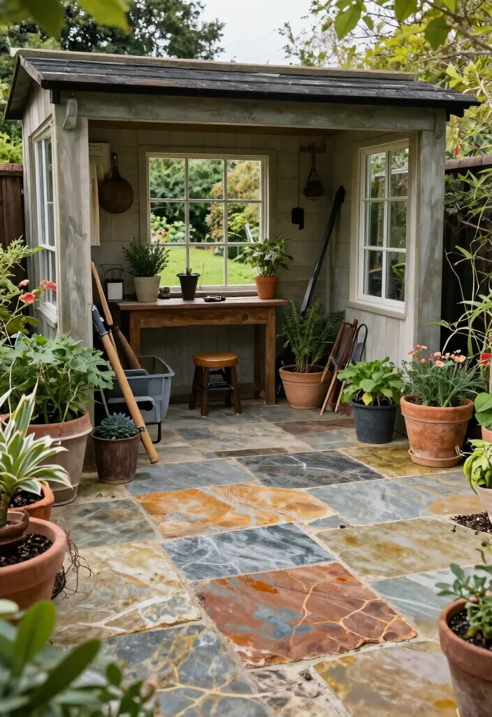 10 Durable Storage Shed Floor Ideas That Last 7. Natural Stone 0