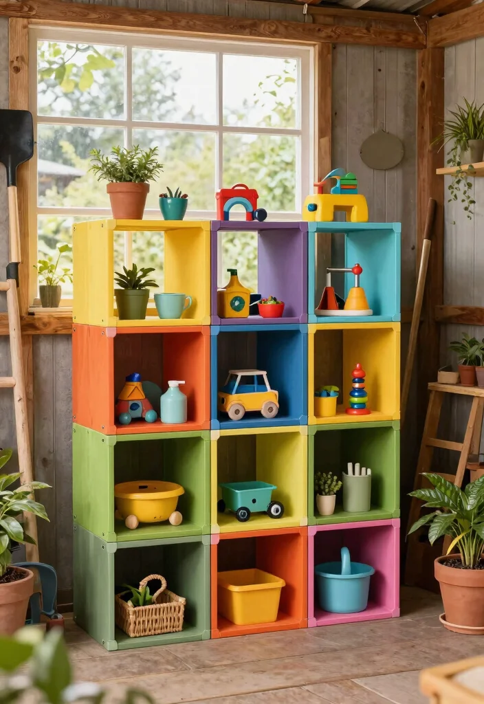 10 Practical Shed Toy Storage Ideas for Families 3. Customizable Modular Storage Cubes 0