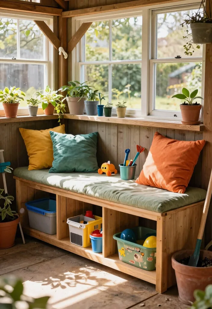 10 Practical Shed Toy Storage Ideas for Families 6. Multi Purpose Furniture as Storage 0