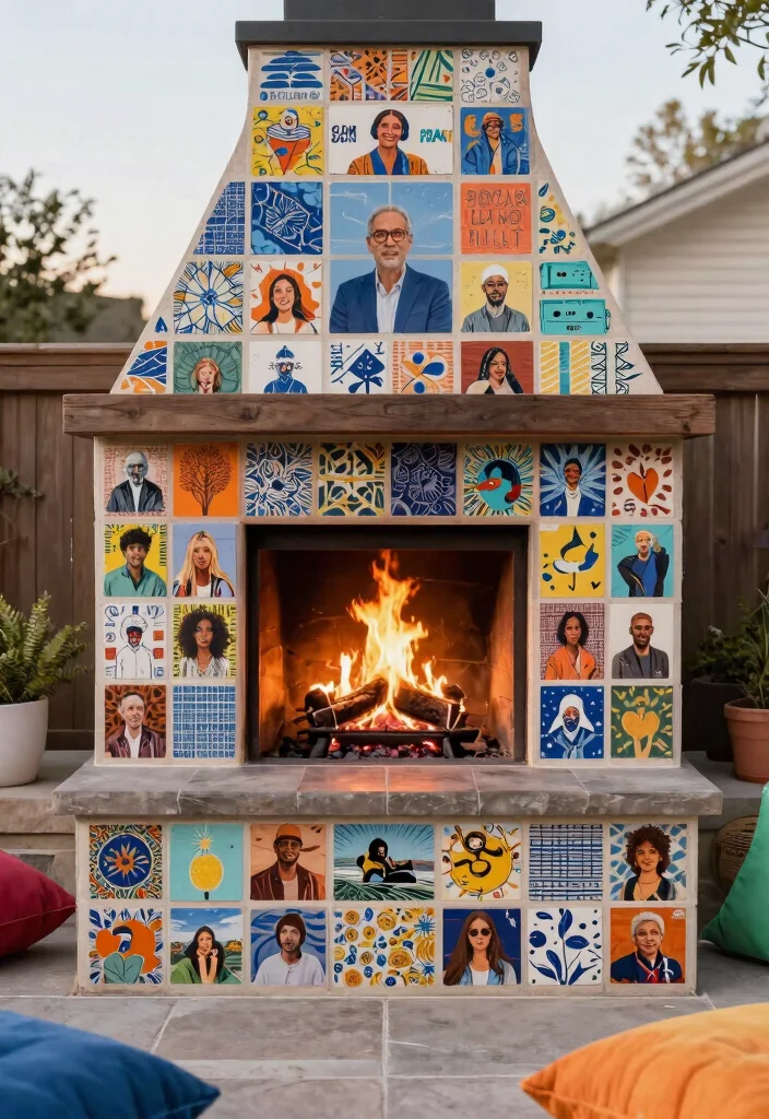 10 Stunning Outdoor Fireplace Tile Ideas (Modern Look) 40 10 Stunning Outdoor Fireplace Tile Ideas Modern Look 10. Custom Printed Tiles 0
