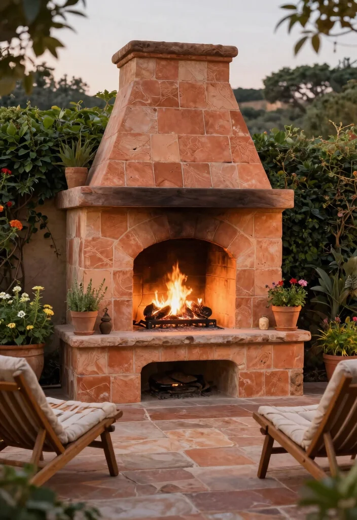 10 Stunning Outdoor Fireplace Tile Ideas (Modern Look) 37 10 Stunning Outdoor Fireplace Tile Ideas Modern Look 7. Textured Terracotta Tiles 0
