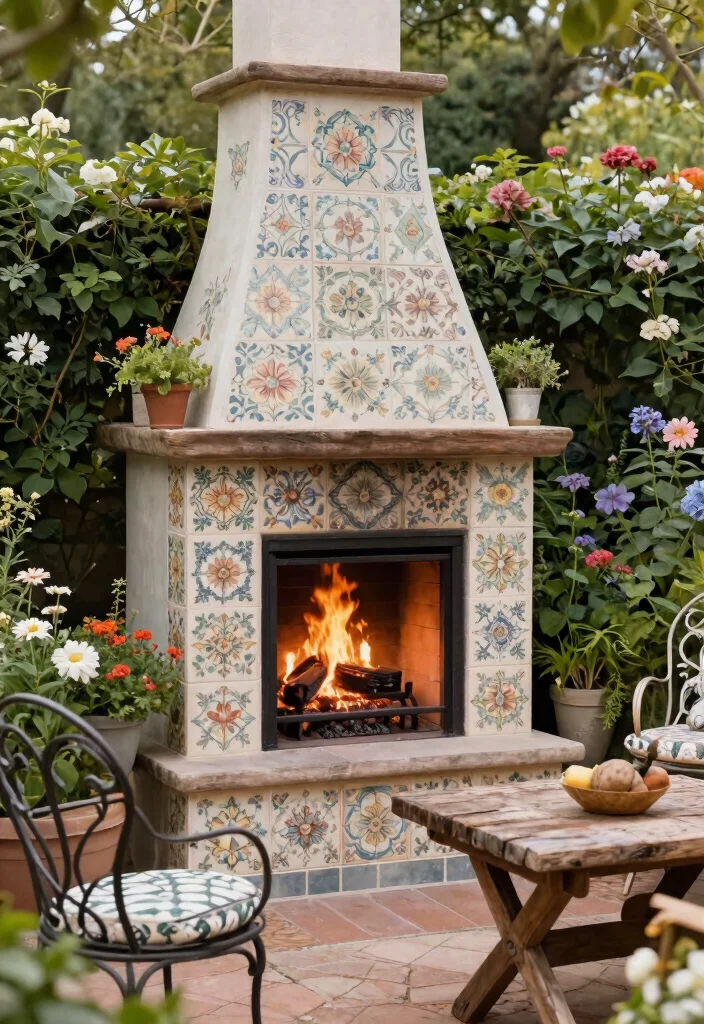10 Stunning Outdoor Fireplace Tile Ideas (Modern Look) 39 10 Stunning Outdoor Fireplace Tile Ideas Modern Look 9. Vintage inspired Tiles 0