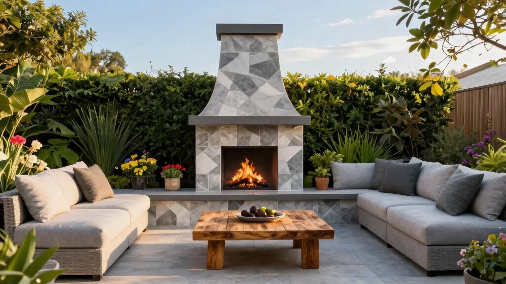 10 Stunning Outdoor Fireplace Tile Ideas (Modern Look)
