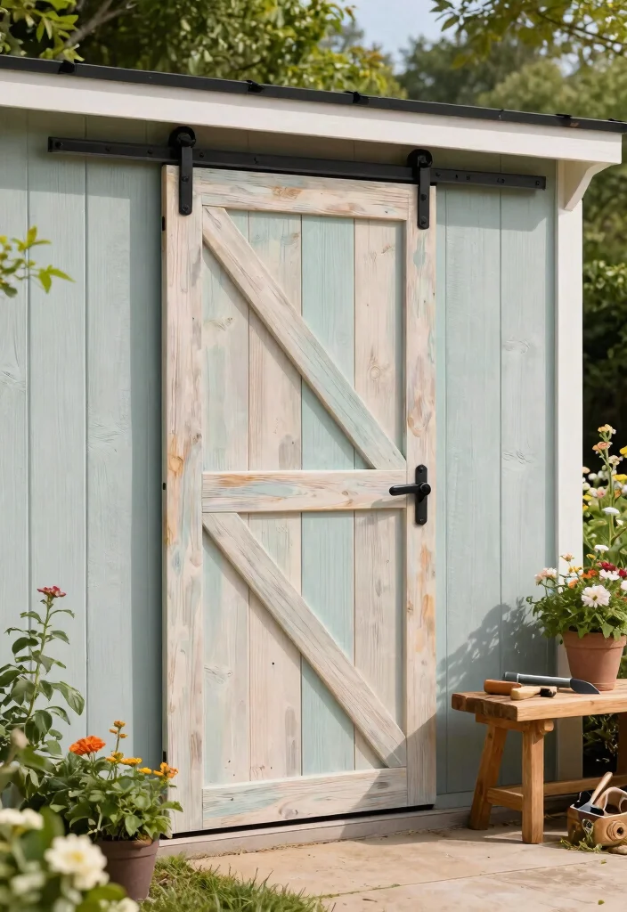 10 Stylish Storage Shed Entrance Ideas to Upgrade Your Build 1. Charming Barn Door Style 0