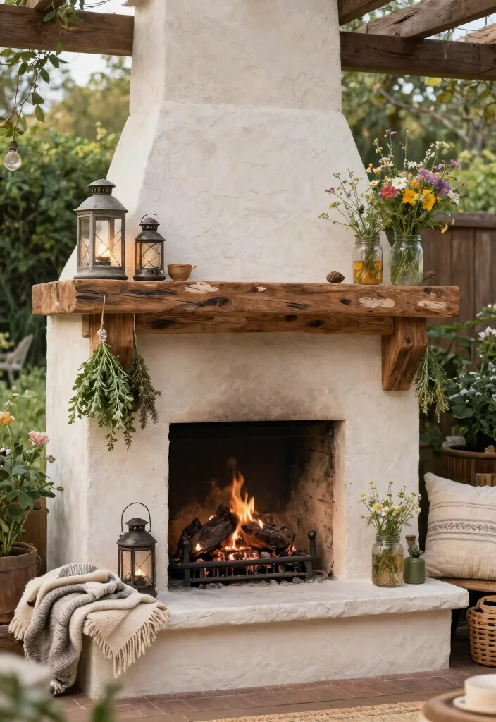 11 Beautiful Outdoor Fireplace Mantle Ideas to Decorate 14 11 Beautiful Outdoor Fireplace Mantle Ideas to Decorate 4. Rustic Farmhouse Style 0