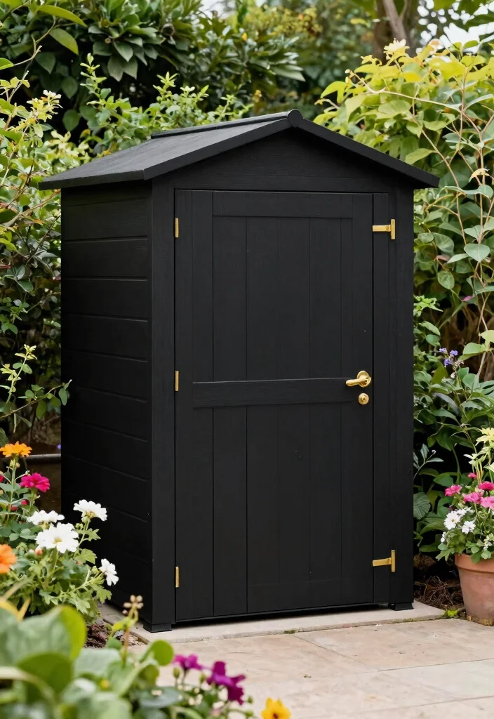 11 Best Storage Shed Paint Ideas to Match Your Home 9. Classic Black for Timeless Elegance 0
