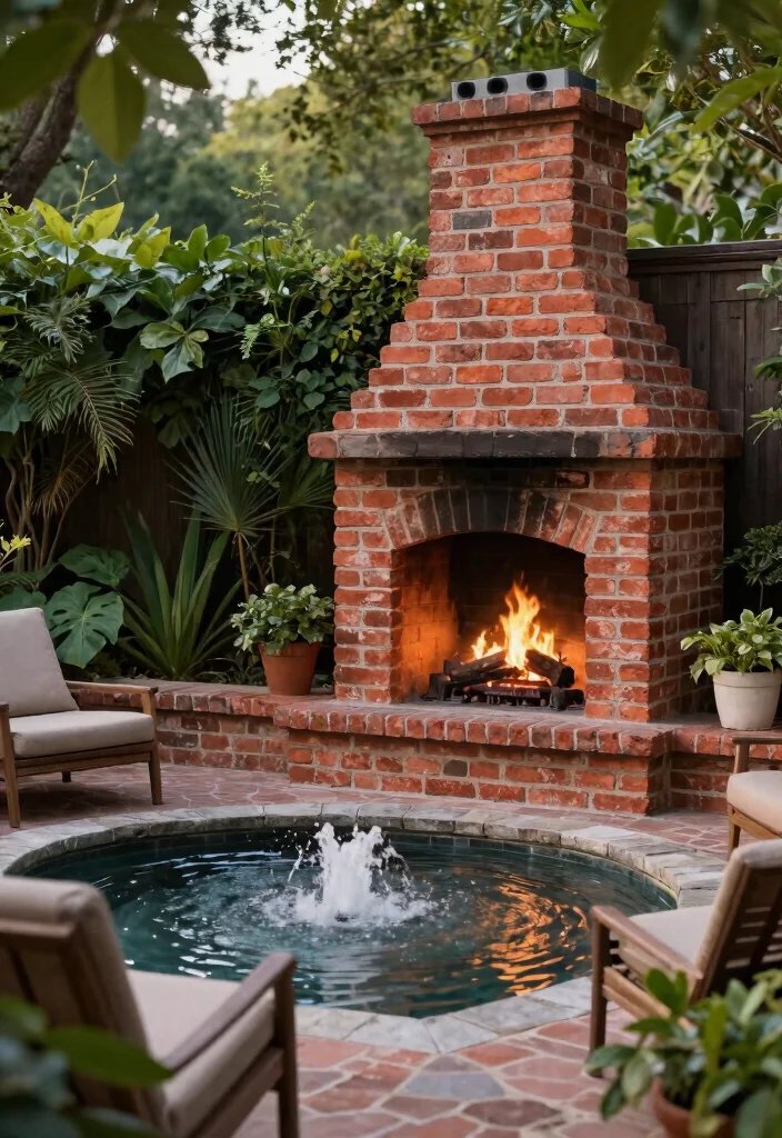 11 Classic Outdoor Brick Fireplace Ideas (Timeless) 11 11 Classic Outdoor Brick Fireplace Ideas Timeless 11. Integrated Water Feature 0