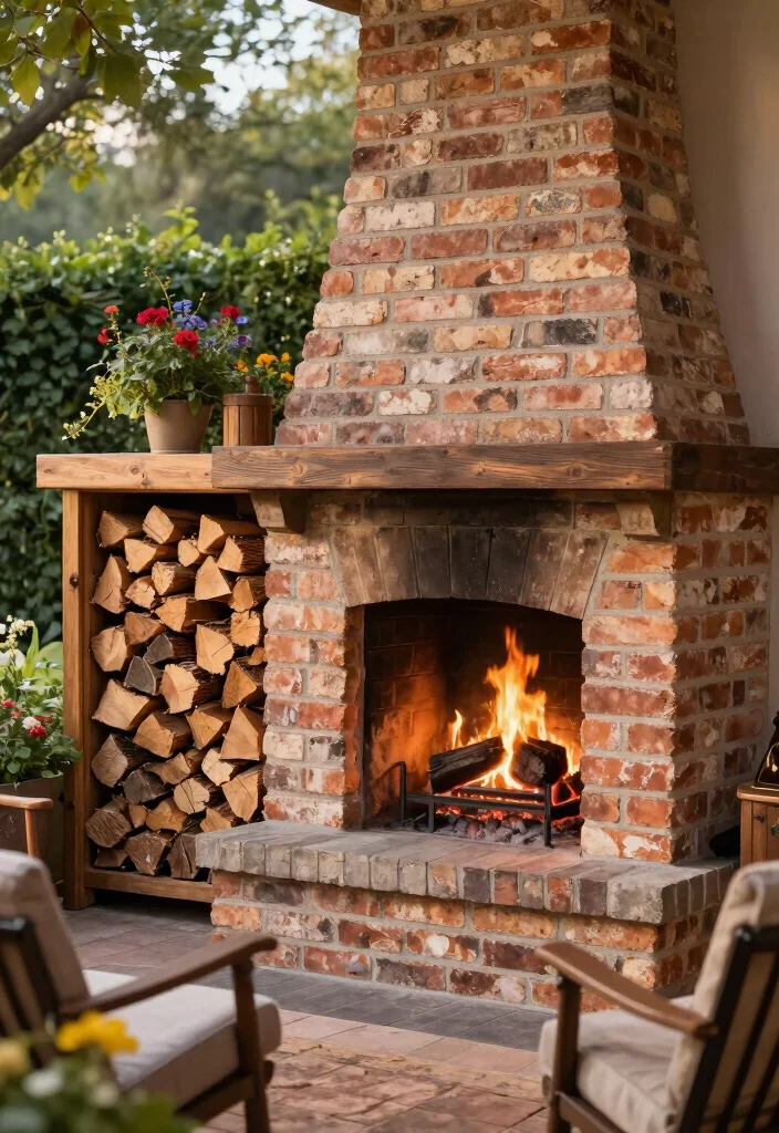 11 Classic Outdoor Brick Fireplace Ideas (Timeless) 6 11 Classic Outdoor Brick Fireplace Ideas Timeless 6. Firewood Storage Feature 0