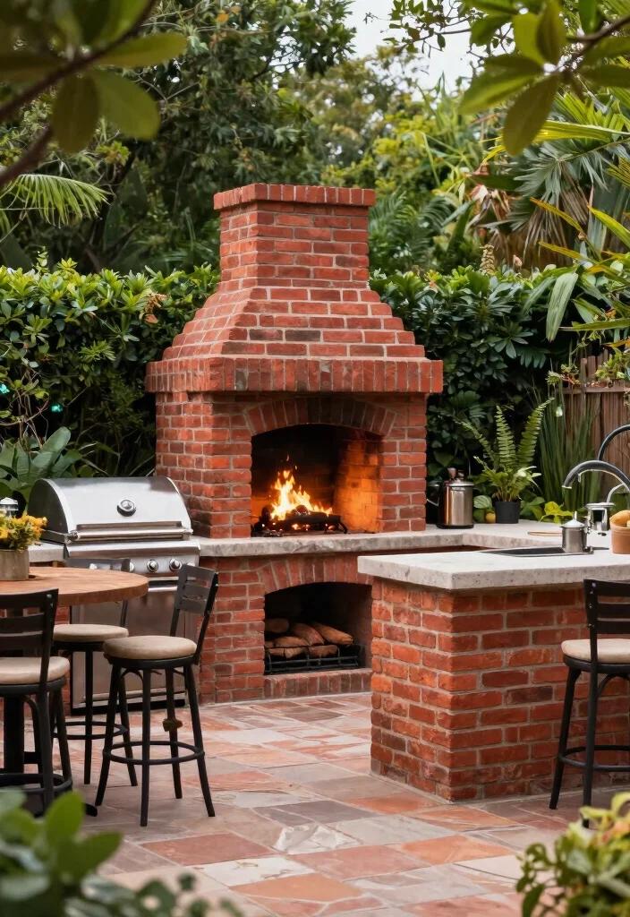 11 Classic Outdoor Brick Fireplace Ideas (Timeless) 8 11 Classic Outdoor Brick Fireplace Ideas Timeless 8. Outdoor Kitchen Integration 0