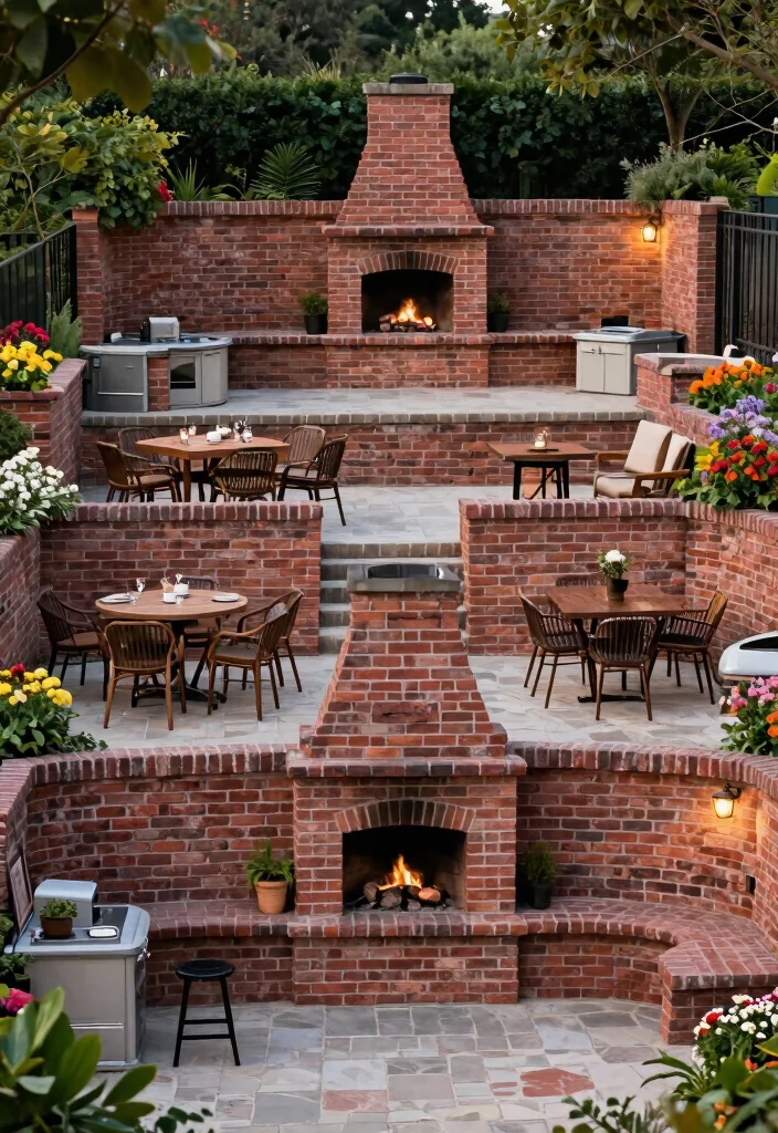 11 Classic Outdoor Brick Fireplace Ideas (Timeless) 9 11 Classic Outdoor Brick Fireplace Ideas Timeless 9. Multi Level Design 0