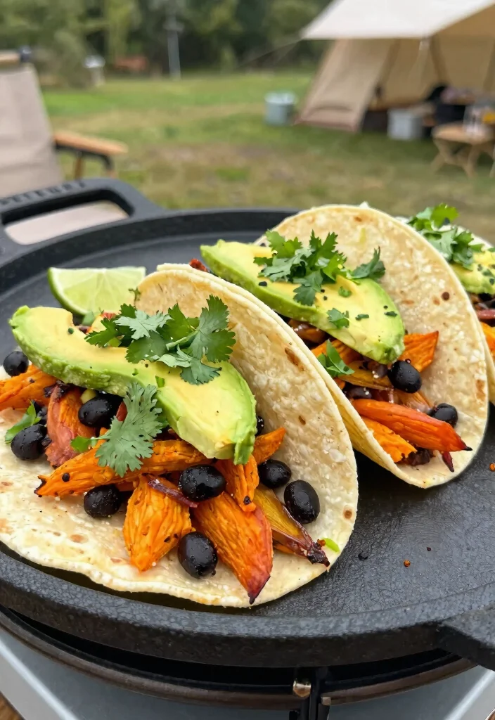 11 Clever Camping Griddle Ideas for Outdoor Adventures 7. Sweet Potato and Black Bean Tacos 0