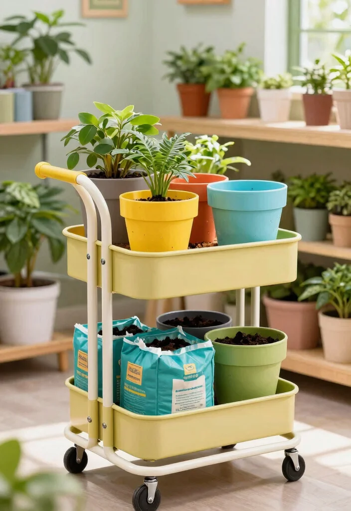 11 Clever Shed Interior Ideas for Vertical Gardening Storage Layouts 8. Pots and Planters on Rolled Carts 0