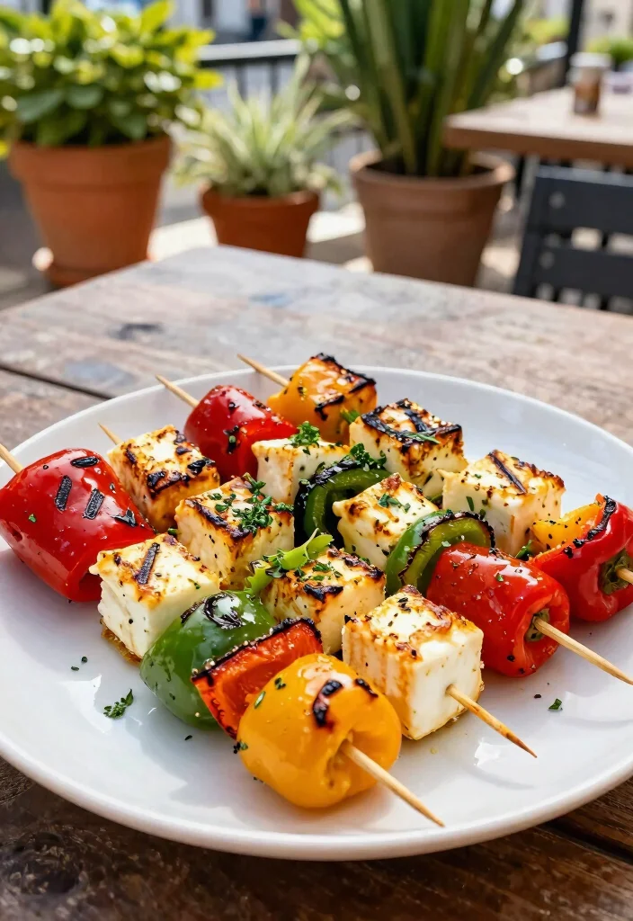 11 Delicious Griddle Breakfast Ideas for Sunday Mornings 10. Peppers and Halloumi Skewers 0