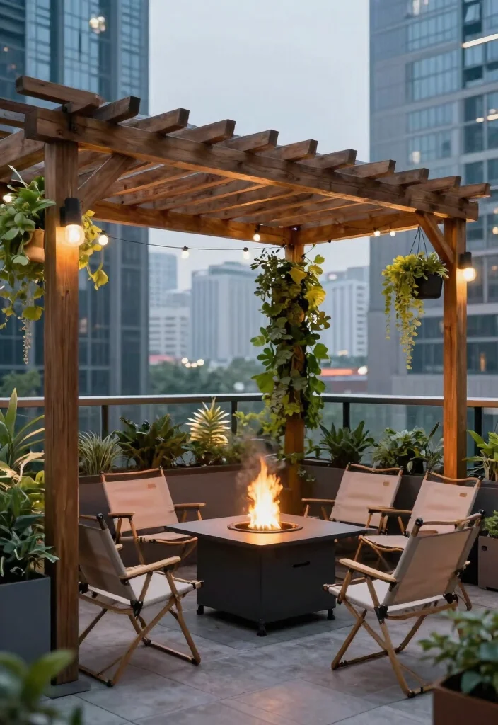 11 Dreamy Outdoor Fireplace Pergola Backyard Ideas 5. Urban Oasis 0
