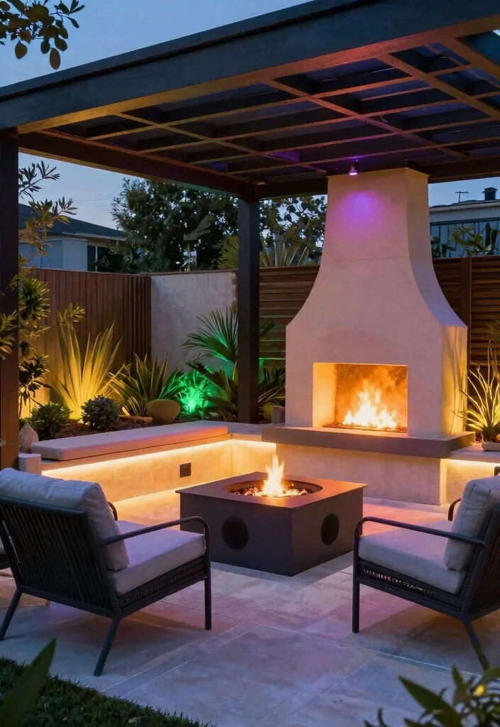 11 Dreamy Outdoor Fireplace Pergola Backyard Ideas 9. Smart Outdoor Integration 0
