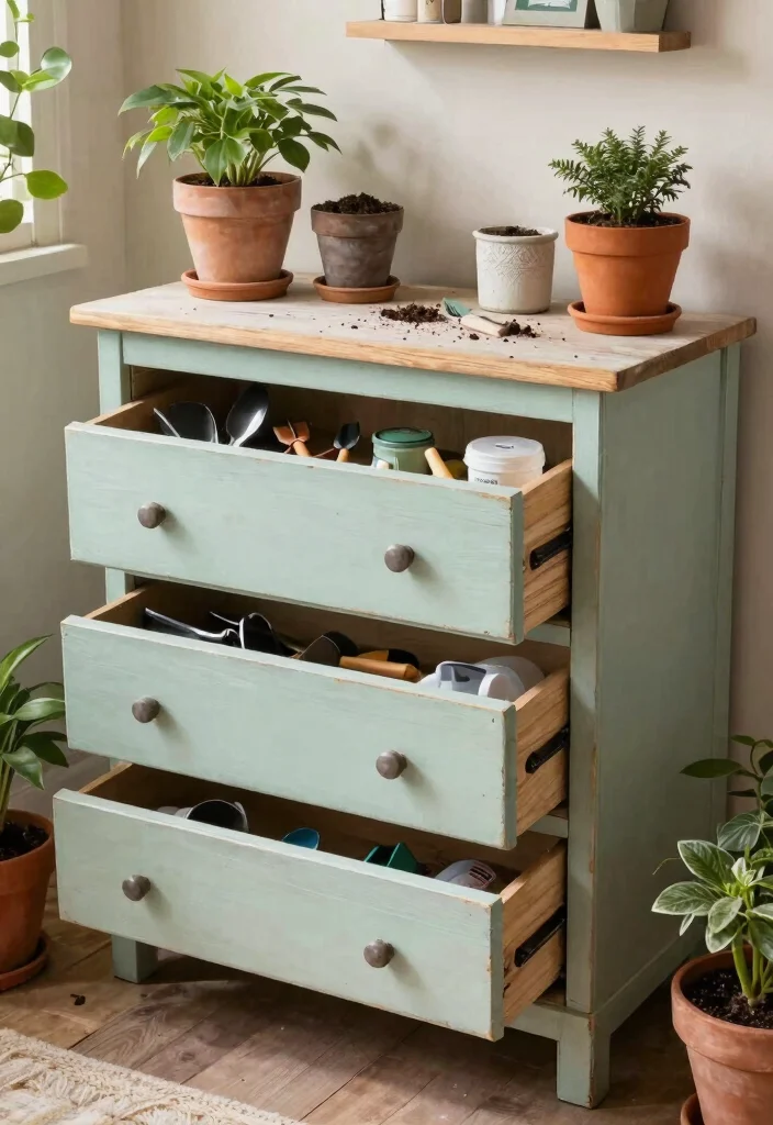 11 Functional Potting Shed Storage Ideas for Gardeners 4 11 Functional Potting Shed Storage Ideas for Gardeners 4. Repurposed Furniture Storage 0