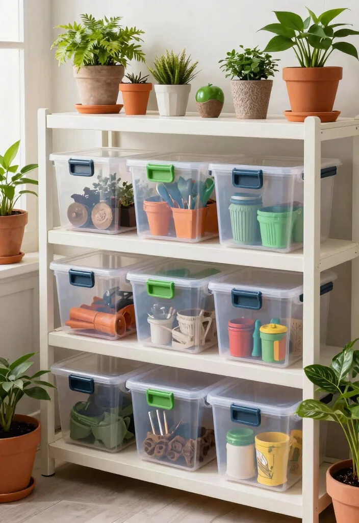 11 Functional Potting Shed Storage Ideas for Gardeners 7 11 Functional Potting Shed Storage Ideas for Gardeners 7. Clear Storage Bins 0
