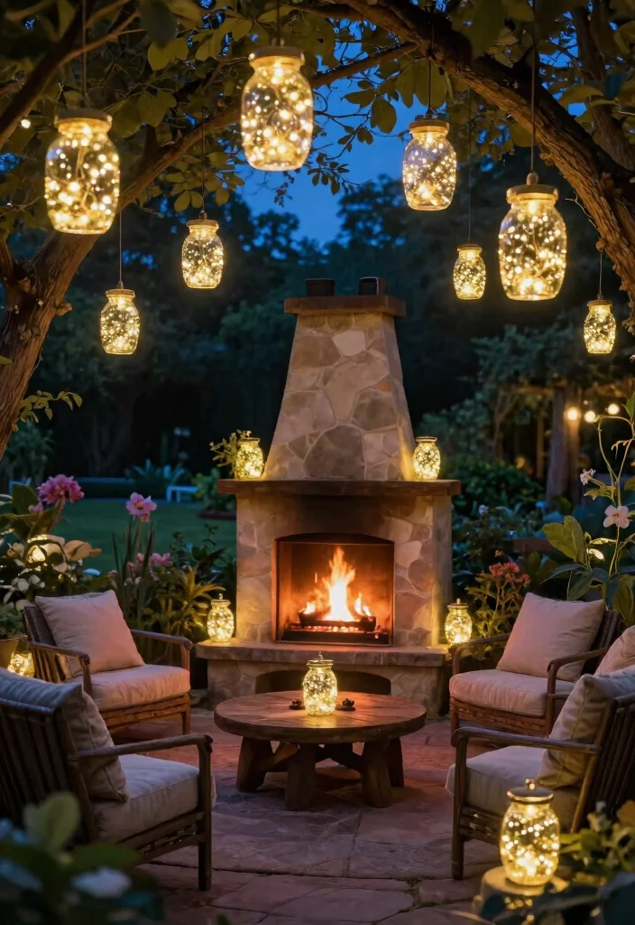 11 Magical Outdoor Fireplace Lighting Ideas for a Cozy Garden Ambiance 5. Firefly Jars for a Whimsical Touch 0