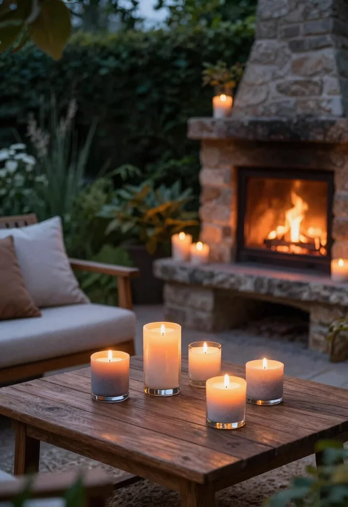 11 Magical Outdoor Fireplace Lighting Ideas for a Cozy Garden Ambiance 6. Eco Friendly Candles for Serenity 0