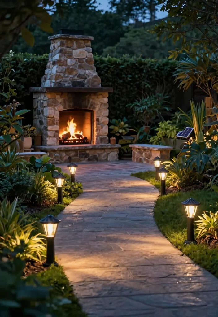11 Magical Outdoor Fireplace Lighting Ideas for a Cozy Garden Ambiance 7. Pathway Lights for Direction 0