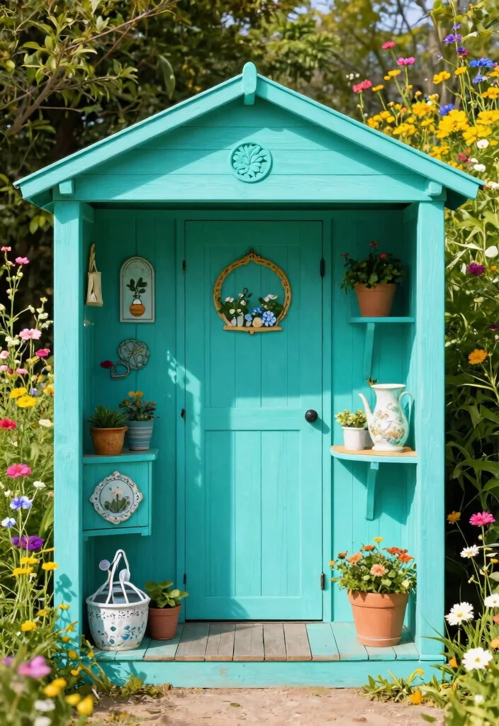 11 Modern Storage Shed Color Ideas for Curb Appeal 59 11 Modern Storage Shed Color Ideas for Curb Appeal 9. Bright Turquoise for a Fun Twist 0