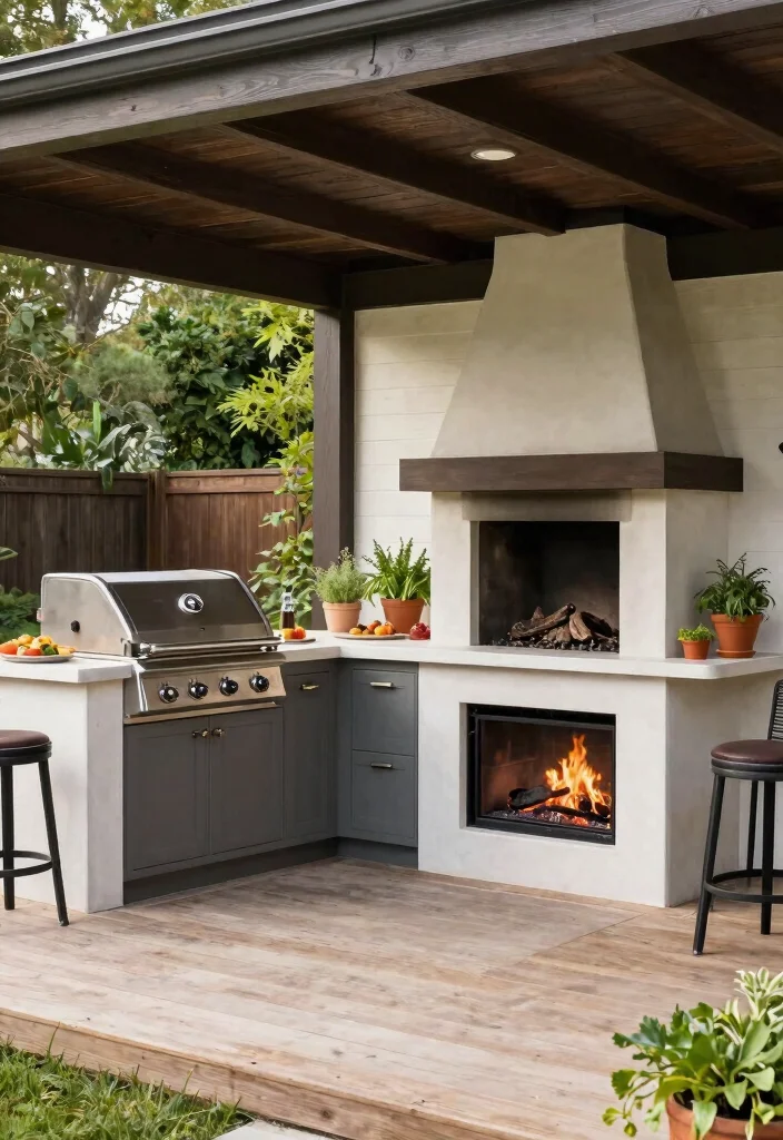 11 Outdoor Fireplace Ideas for Covered Decks and Screened-in Porches 8 11 Outdoor Fireplace Ideas for Covered Decks and Screened in Porches 8. Built in BBQ and Fireplace Combo 0