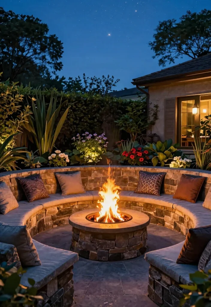 11 Outdoor Patio Concepts with Fireplace Retaining Walls 4. Firepit with Integrated Seating 0