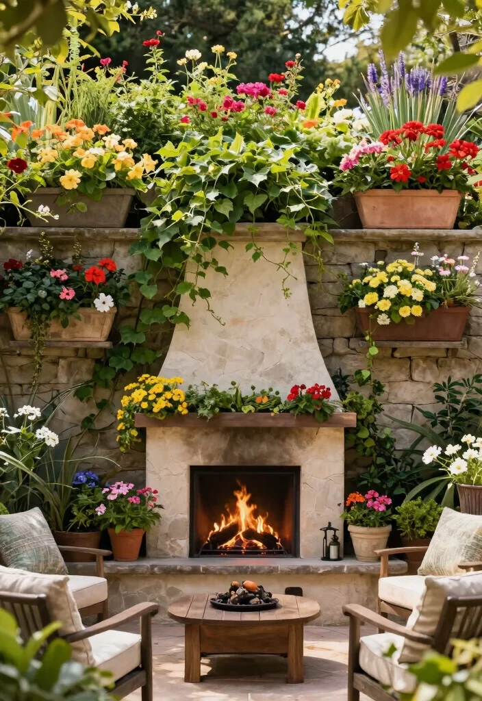 11 Outdoor Patio Concepts with Fireplace Retaining Walls 8. Integrated Planter Walls 0