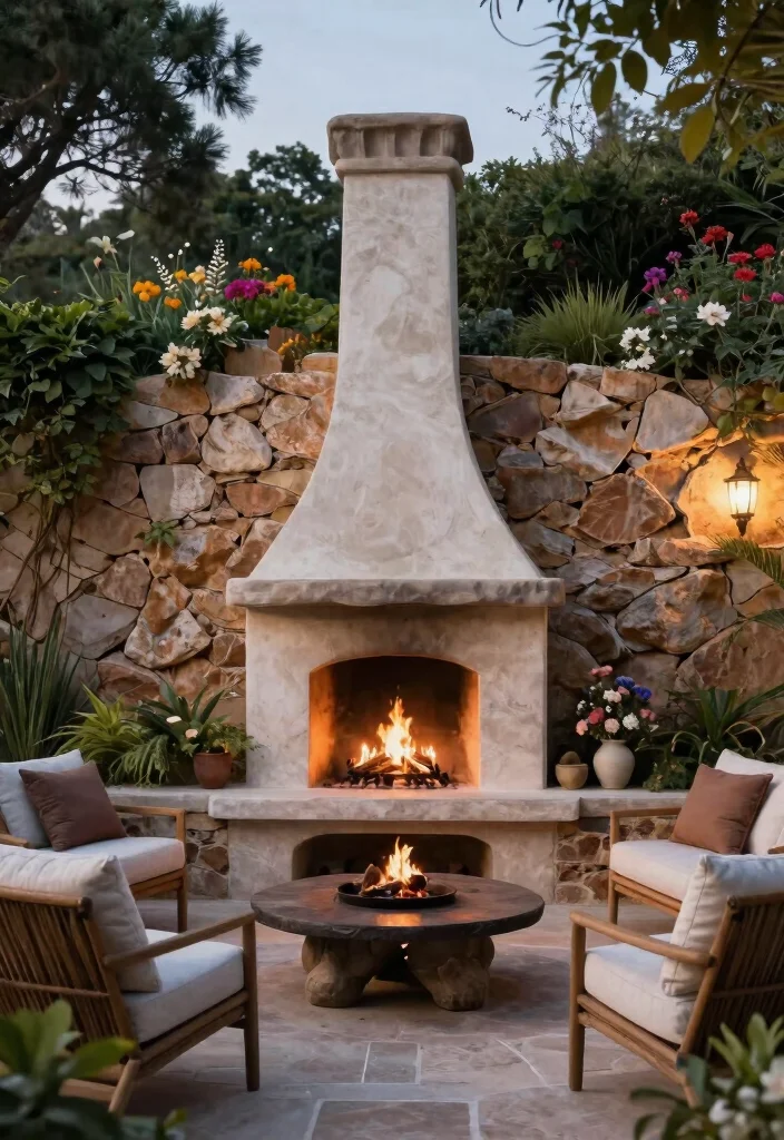 11 Outdoor Patio Concepts with Fireplace Retaining Walls 9. Artistic Fire Features 0
