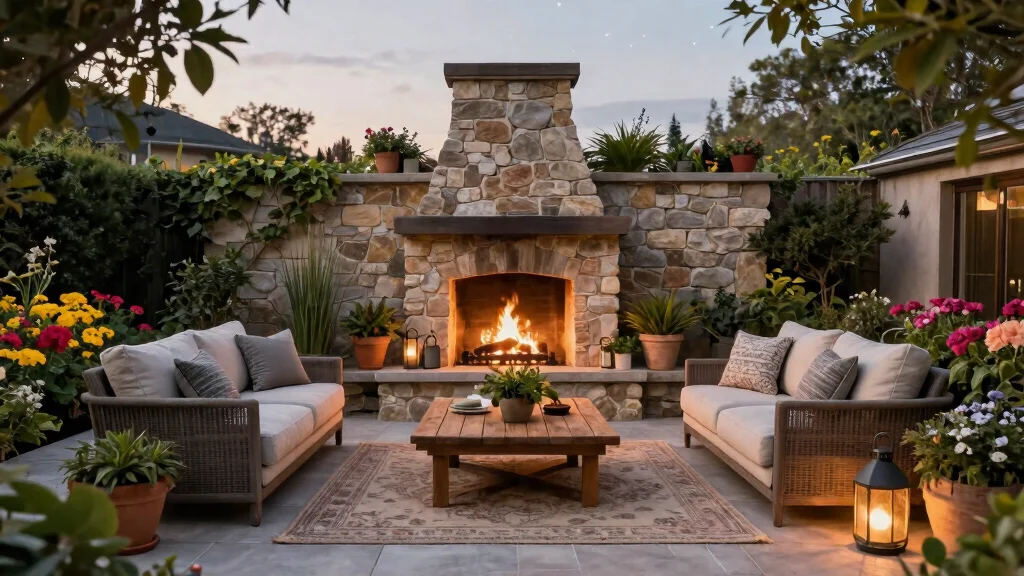 11 Outdoor Patio Concepts with Fireplace Retaining Walls