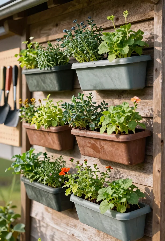 11 Simple 10x12 Storage Shed Organization Ideas for Vertical Gardening 1. Vertical Wall Planters 0