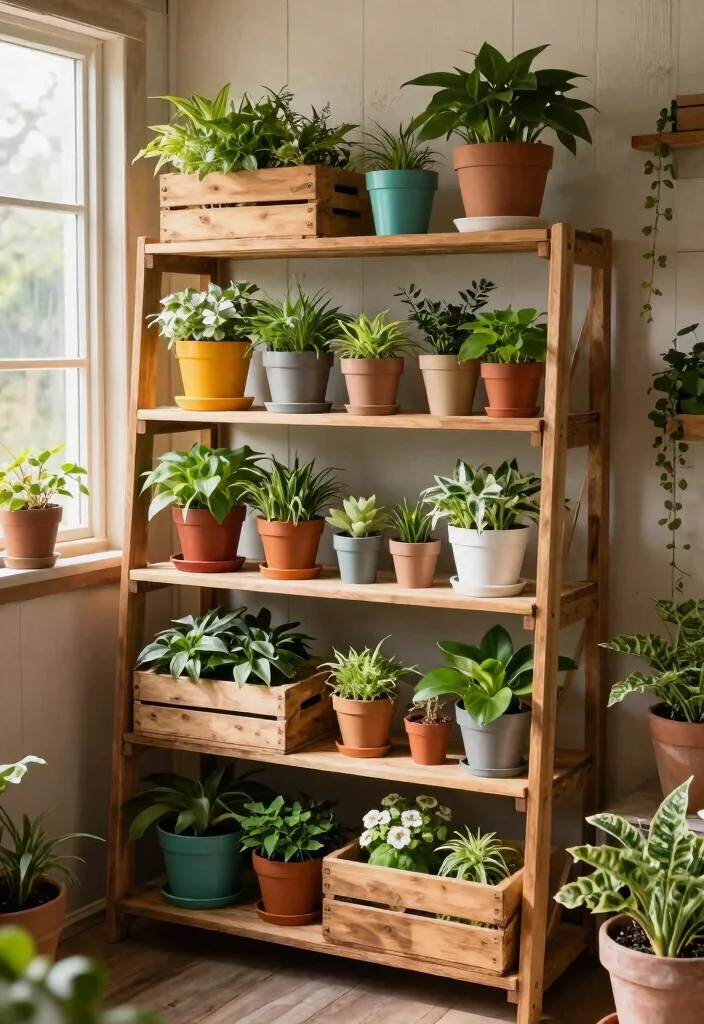 11 Simple 10x12 Storage Shed Organization Ideas for Vertical Gardening 8. Shelves with a Twist 0