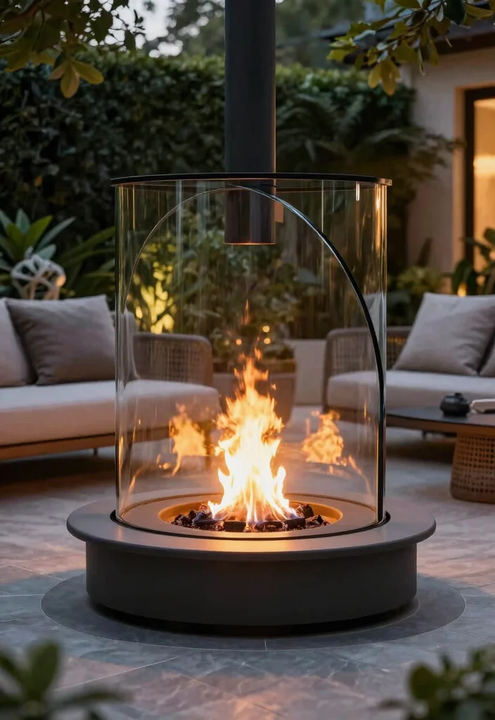 11 Stylish Outdoor Fireplace Door Ideas (Safe & Chic) 4 11 Stylish Outdoor Fireplace Door Ideas Safe Chic 4. Half Moon Glass Enclosures 0