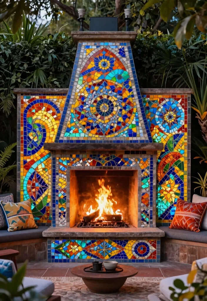 11 Stylish Outdoor Fireplace Door Ideas (Safe & Chic) 5 11 Stylish Outdoor Fireplace Door Ideas Safe Chic 5. Artistic Mosaic Screens 0