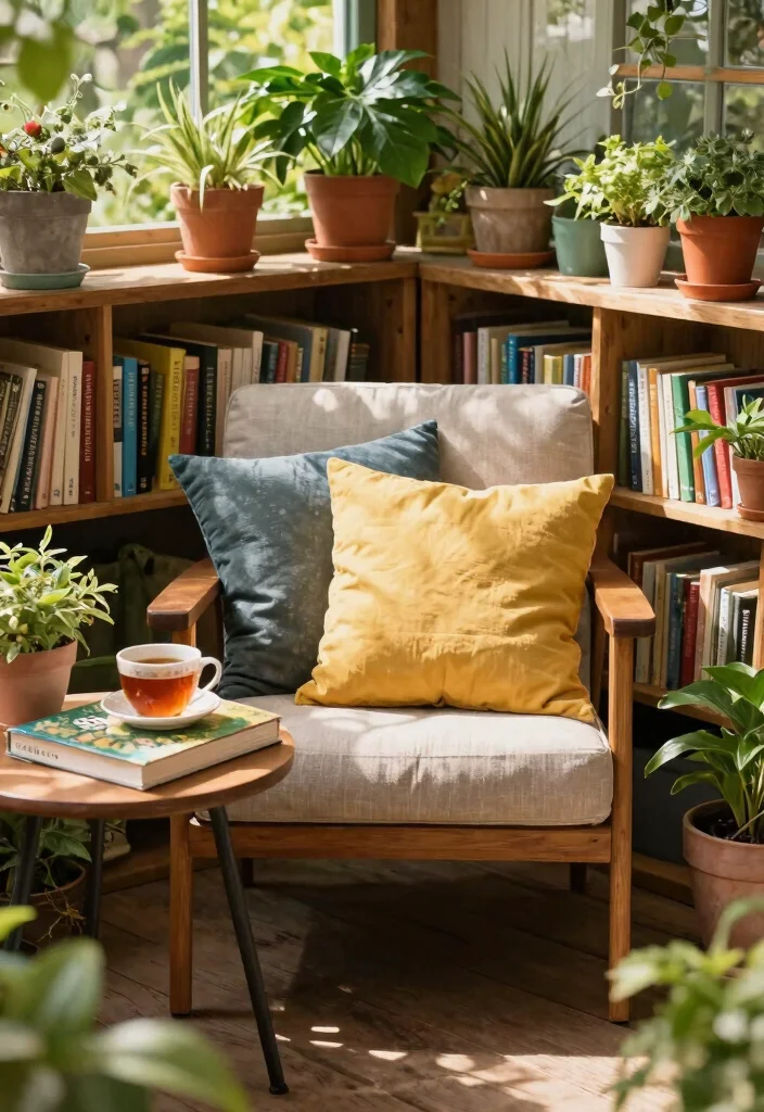 13 Aesthetic She Shed Storage Ideas for Small Urban Gardens 10. Cozy Reading Nook 0