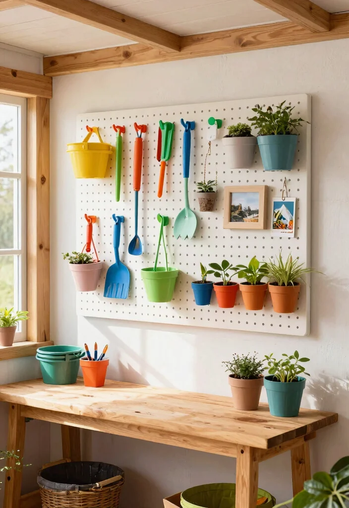 13 Aesthetic She Shed Storage Ideas for Small Urban Gardens 2. Stylish Pegboard Solutions 0