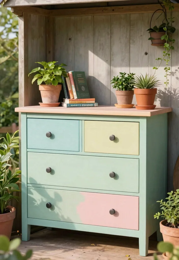 13 Aesthetic She Shed Storage Ideas for Small Urban Gardens 9. Upcycled Furniture 0