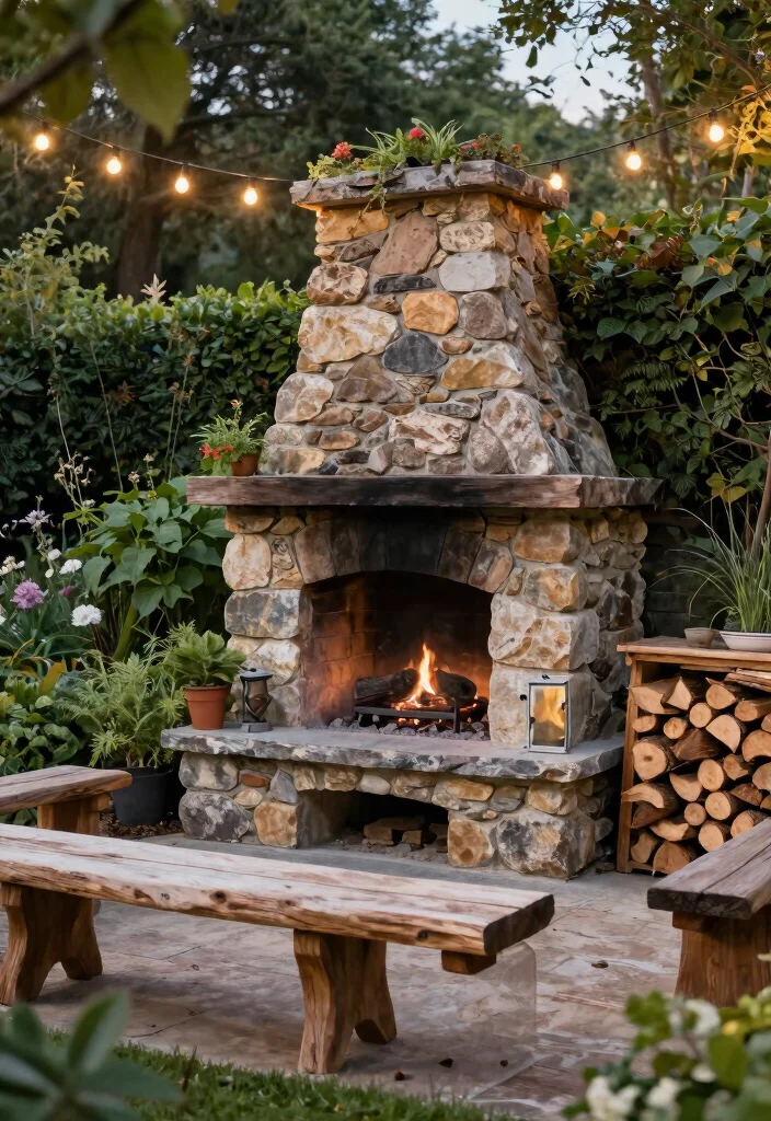 13 Authentic Outdoor Wood Fireplace Ideas Warm Vibe 2. Rustic Stone Fireplace 0