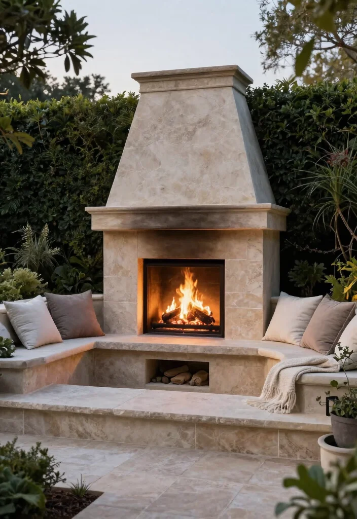 13 Authentic Outdoor Wood Fireplace Ideas Warm Vibe 8. Elevated Platform Fireplace 0