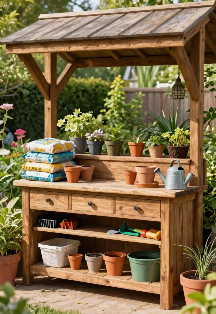 13 Best Lean To Shed Storage Ideas for Tight Spaces 14 13 Best Lean To Shed Storage Ideas for Tight Spaces 4. Potting Bench with Storage 0