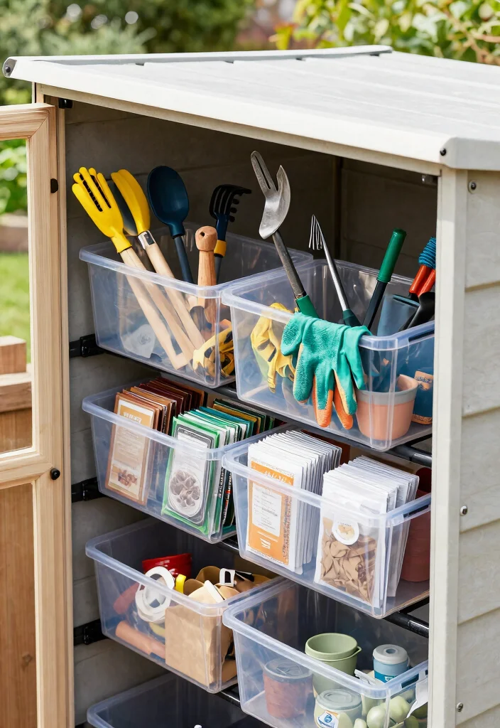 13 Best Lean To Shed Storage Ideas for Tight Spaces 16 13 Best Lean To Shed Storage Ideas for Tight Spaces 6. Sliding Storage Bins 0