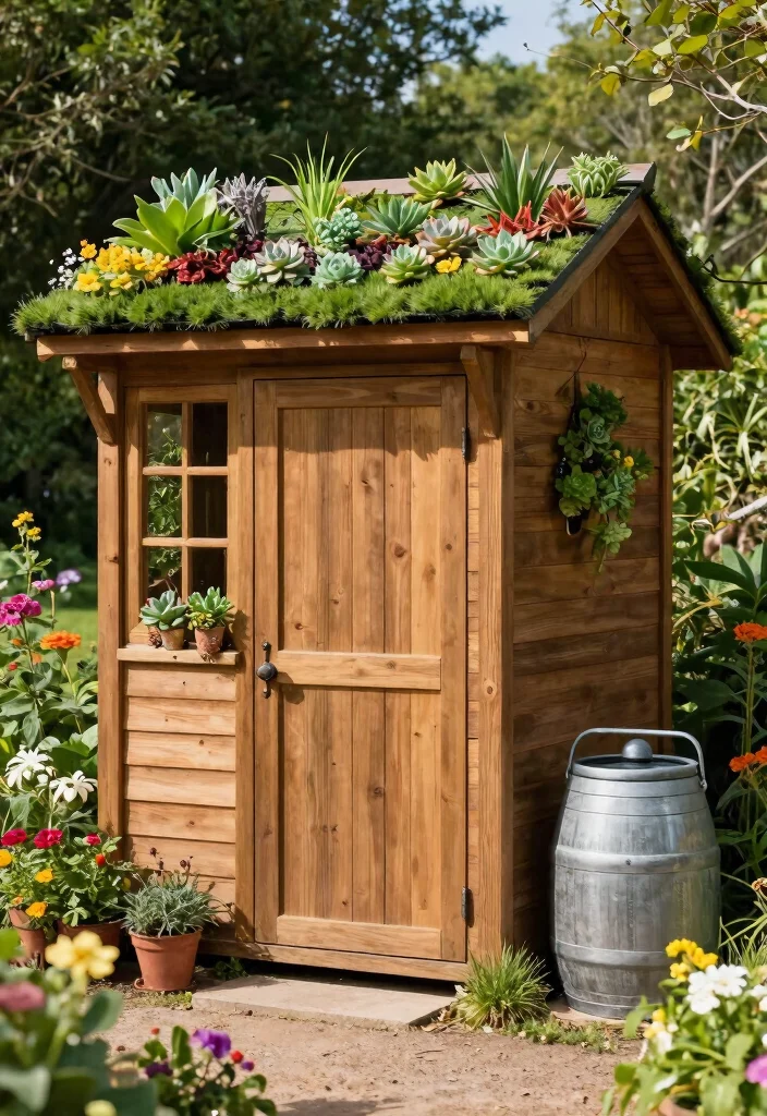 13 Clever Garbage Bin Storage Shed Ideas Hide Trash 5. Stylish Shed with Green Roof 0